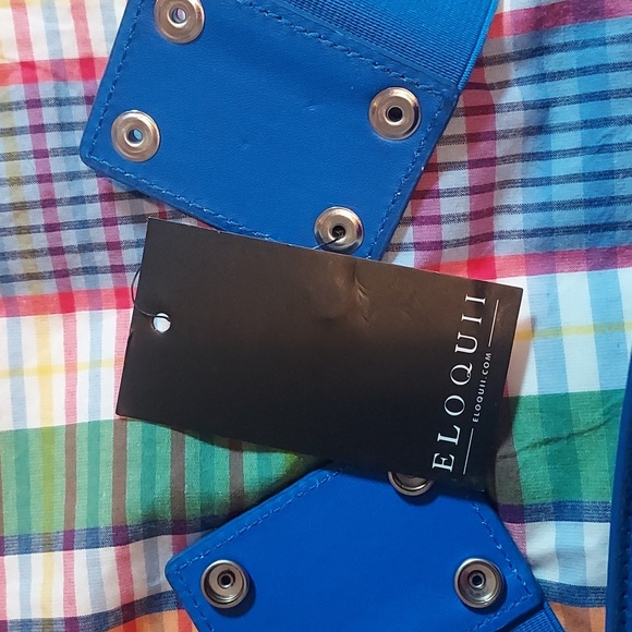 Eloquii Faux Suede Wide Waist Belt In Blue Adjustable Sz 14/16 - Picture 5 of 9